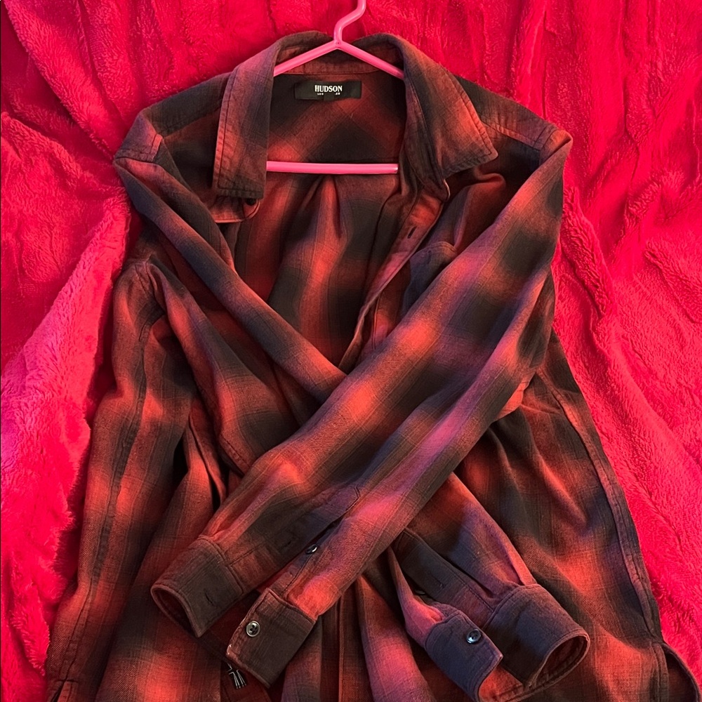 Hudson Jeans Red and Black Plaid Flannel Shirt